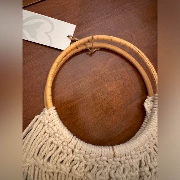 Wood and Crochet handbag purse round handle Oceanista purse new - Picture 2 of 8